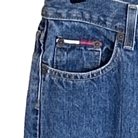 Tommy Hilfiger Vintage Bootcut Raw Hem Low Rise Jean Denim Flag Logo Size 28" - Picture 5 of 8